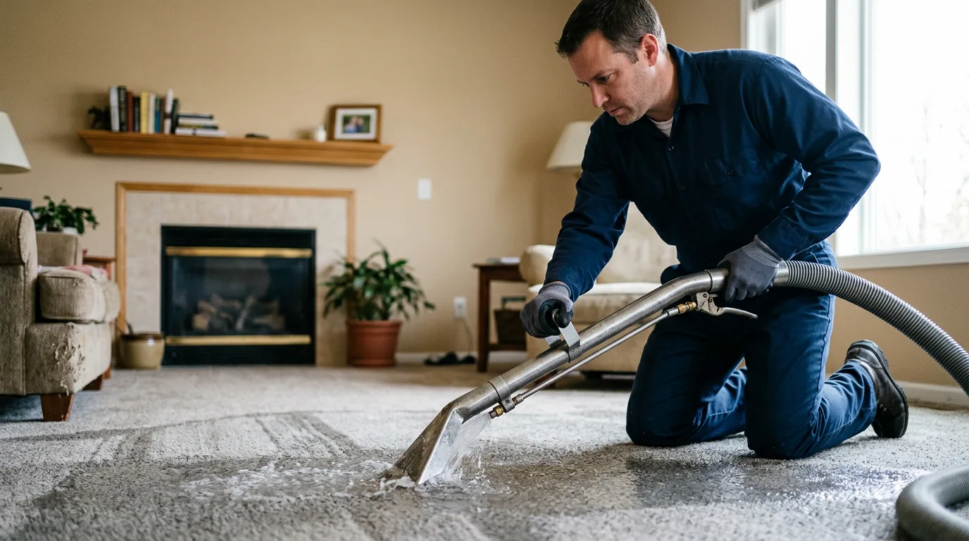 Water damage restoration technician working near Caseyville, IL